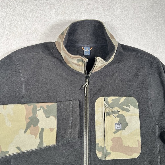 ROARK Landfall Fleece Jacket Black Camo Accents Full Zip Men Size Small NWT $115 - Picture 2 of 8